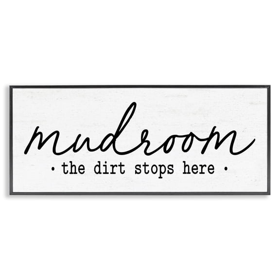 Mudroom Script Dirt Stops Here Black Framed Giclee Art, design by Lettered and Lined