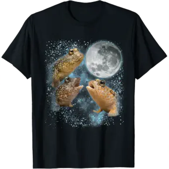 Mudskipper Lover Moon Three Mudskippers Oxudercinae Graphic T-Shirt, Size S-5XL