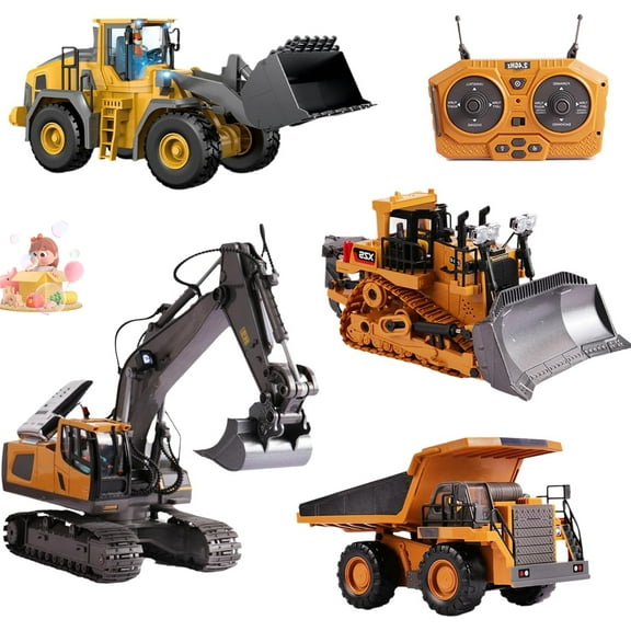 Mudsterz Command The Site Conquer The Dirt,Mudsterz Trucks,Mudsterz Construction RC,2.4Ghz Remote Control Construction Vehicle Set, Alloy Material,with Cool Lights and Sounds (A+B+C+D)