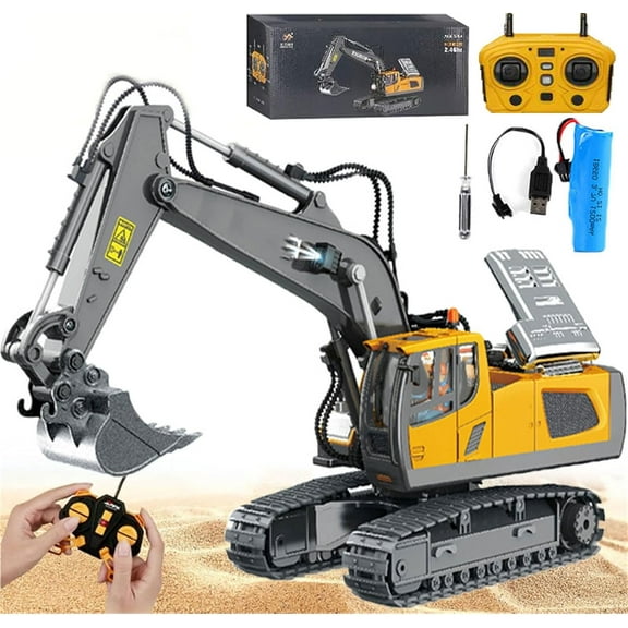 Mudsterz Construction RC Set of 4, Heavy-Duty RC Excavator for Adults, 360° Rotating Remote Control Excavators, RC Trucks and Dump Truck Set for Realistic Construction Play