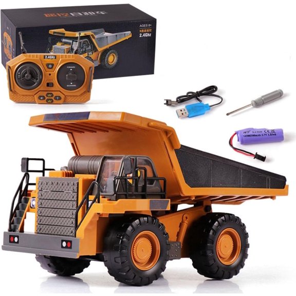 Mudsterz Remote Control Excavator, 1/20 Scale 11-Channel RC Construction Vehicle with Lights & Sound, Rechargeable Battery Powered Digger