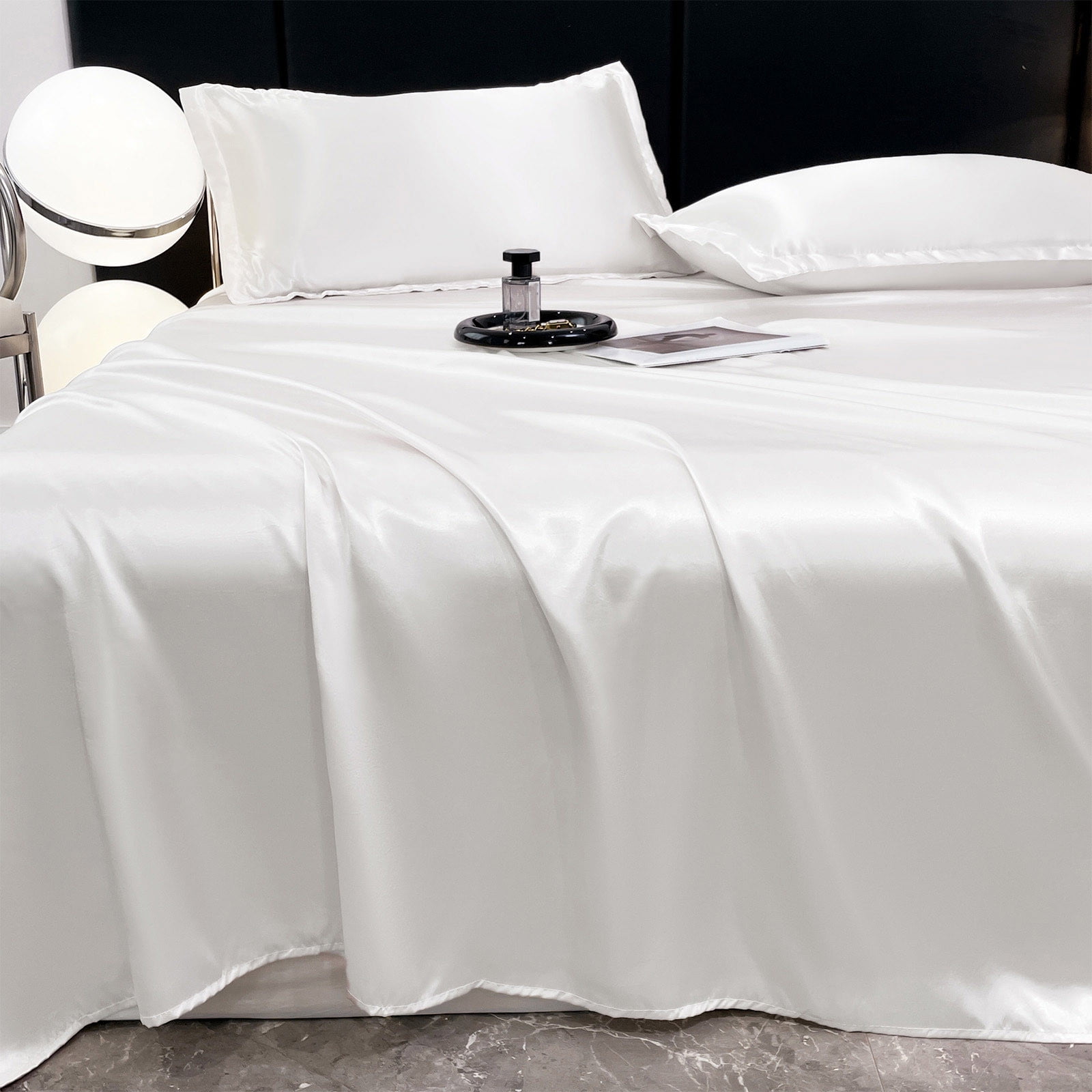 Muecwrye 1Pc Summer Quilt Sheets Set, Softest & Cooling,Bamboo Fibre Sheets and Pillow Cases , Large Top Sheet & Pillowcases, Silky and Luxurious Soft Ice Silk Bed Sheet Suitable for All Seasons