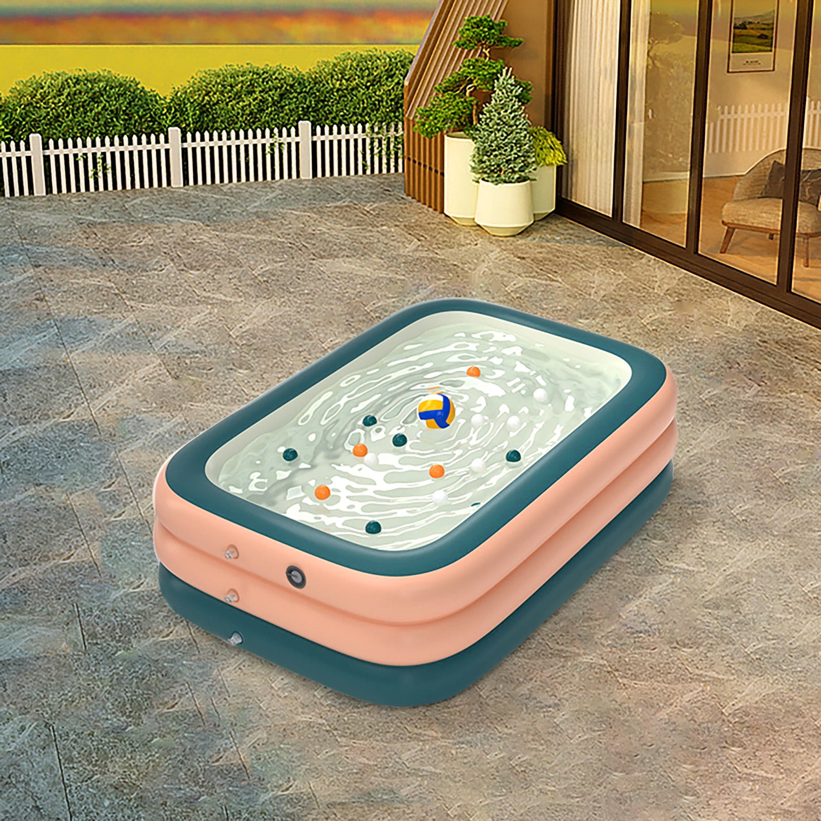 Muecwrye 2.1m Square Inflatable Pool, Family Pool for Summer Water Recreation