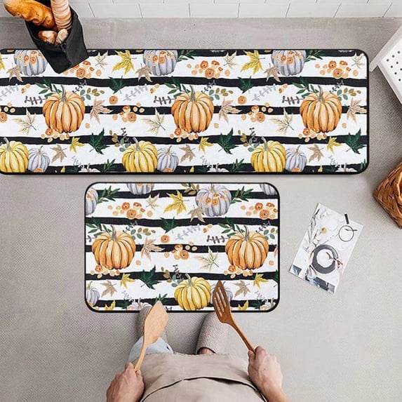 Muecwrye 2 Pcs Fall Doormats, Halloween Doormat, Cute Welcome Mats for Outside, Bathroom Front Door Mat, Washable Fall Rugs for Front Porch Entrance, Farmhouse Indoor Outdoor decor