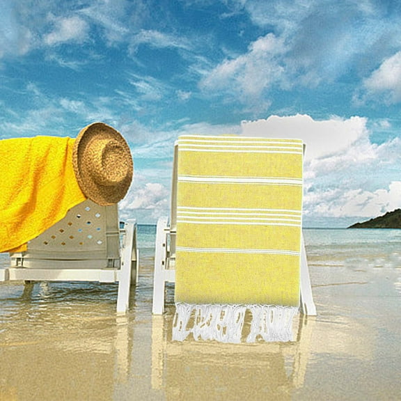 Muecwrye 36x71in Turkish Style Towel, Fringed Striped Towel for Beach Swimming Travel
