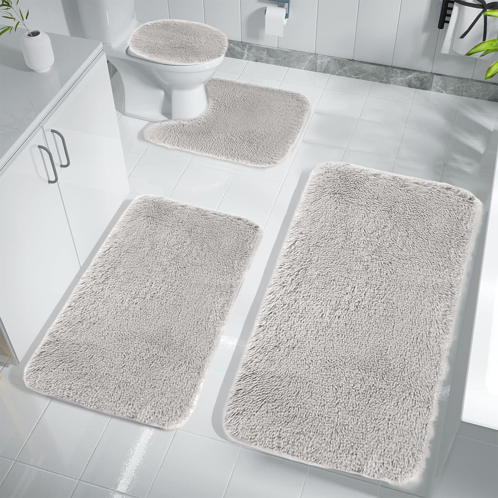 Muecwrye 4 Pcs Bath Rug, Bathroom Sets Clearance! U-Shaped Contour ...