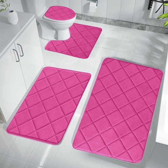 Muecwrye 4PCS Bathroom Rug Sets, Bathroom Accessories Clearance! U-Shaped Contour Toilet Rug, Soft Comfortable Water Absorption Non-Slip Bath Mat, Shower Mat for Floor, Room Door Mat