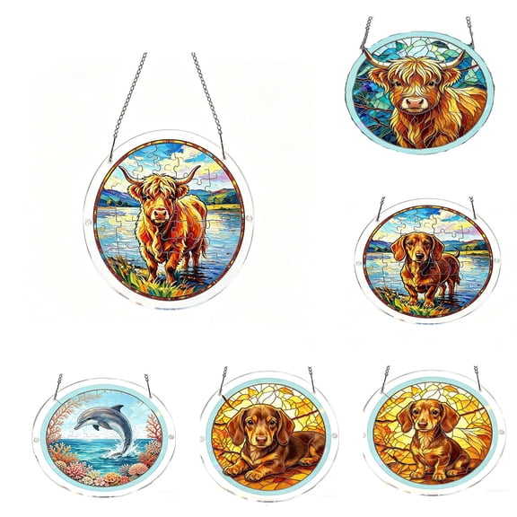 Muecwrye 7.4in Acrylic Puzzles Suncatcher Window Hanging, 83 Pieces Sun Catcher Stained Glass Acrylic Puzzle Decoration for Women Men Mom Birthday Gift Home Decor, Mothers Day Gifts