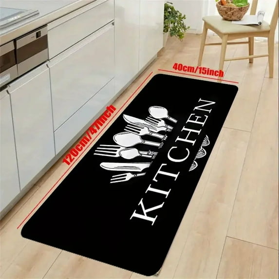 Muecwrye Anti-Fatigue Kitchen Rugs,15"x 47" Dirt-resistant Non Slip Waterproof Kitchen Runner Rug and Mat,Thick Comfort Standing Mat for Kitchen, Floor, Office, Sink, Laundry, Black,Clearance