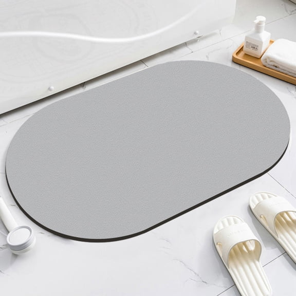 Muecwrye Bath Mat Rug, 16"x24" Rubber Non-Slip Quick Dry Absorbent Thin Bathroom Rugs Fit Under Door Bathroom Floor Mats-Shower Rug for in Front of Bathtub, Sink, Shower Room,Oval,Clearance