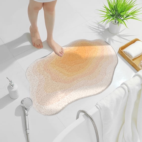 Muecwrye Bath Mats for Bathroom, 16"x24" Non Slip Short Plush Bath Mat, Washable, Bathroom Rugs with Irregular Design for Shower Sink, Doormat, Living Room Rug,Clearance