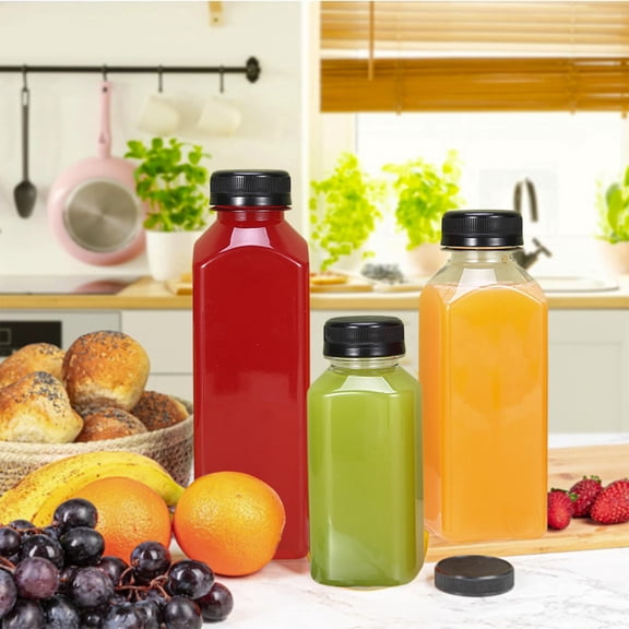 Muecwrye Cold Water Kettle, Square Plastic Juice Bottle Reusable Transparent Clear Beverage Container with Lid for Fridge Storage