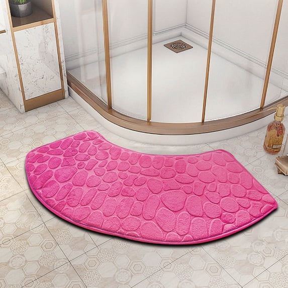 Muecwrye Curved Bath Rug, 12"x 24" inch Non Slip Foam Bath Rug, Soft Absorbent Fanned Shower Mats Washable Bathroom Rug Corner Bath Tub Floor Carpet for Quadrant Shower Stall,Clearance