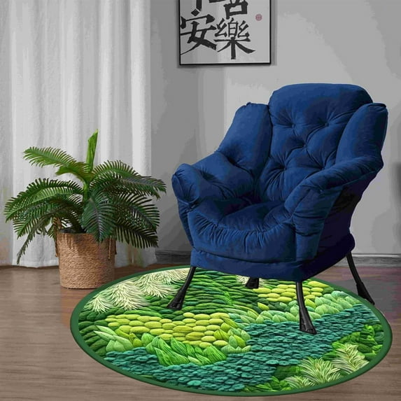 Muecwrye Extra Soft Bath Rug,Round Green Moss Carpet, Imitation, Floor Mat For Bedroom And Living Room, Non-Slip Balcony Hanging Basket Floor Mat, Bedside Blanket For Bedroom