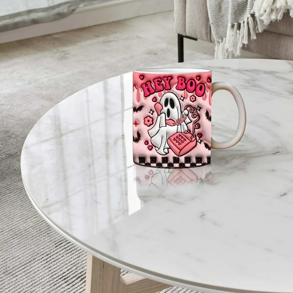 Muecwrye Halloween Cups, Spooky Halloween Coffee Mug, Halloween Mugs Pumpkin and Ghost, Suitable for Halloween Decorations, Office, Home, Room Decor