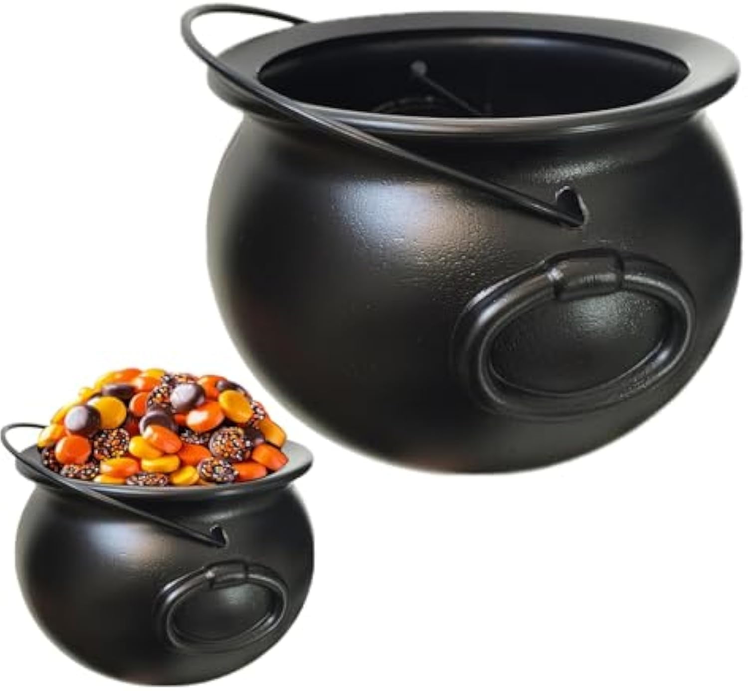 Muecwrye Halloween Decorations Outdoor, Plastic Black Cauldron Kettle Halloween Candy Bowl, 2024 Large Witch Cauldron Pot Bucket for Halloween Decorations Trick or Treat Party Supplies