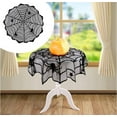 thumbnail image 1 of Muecwrye Halloween Tablecloth, Halloween Spider Web Tablecloth Table Cover, Round Black Spider Web Lace Tablecloth, Suitable for Halloween Kitchen Decor Party, 1 of 5