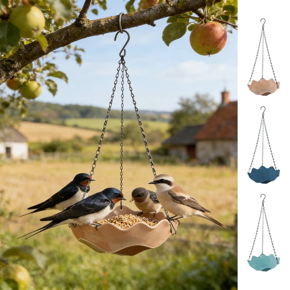 Muecwrye Hanging Bird Feeders Outdoor, Plastic Feeder for Parrots Humming Bird in Yard Patio Balcony