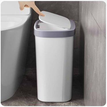 Muecwrye Kitchen Trash Can, Kitchen Trash Can With Lid, Slim Garbage Container Bin, Corner Trash Can, White Waste Basket for Kitchen, Bathroom, Living Room, Office, Narrow Place