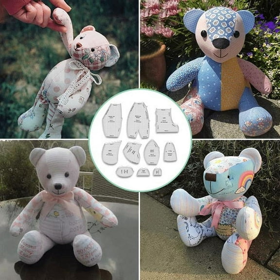 Muecwrye Memory Bear, Acrylic Quilting Template Cutting Set for Sewing Bear Pattern Template, Memory Bear Sewing Patterns Beginners Template Home Sewing Art Craft, 10 Inch