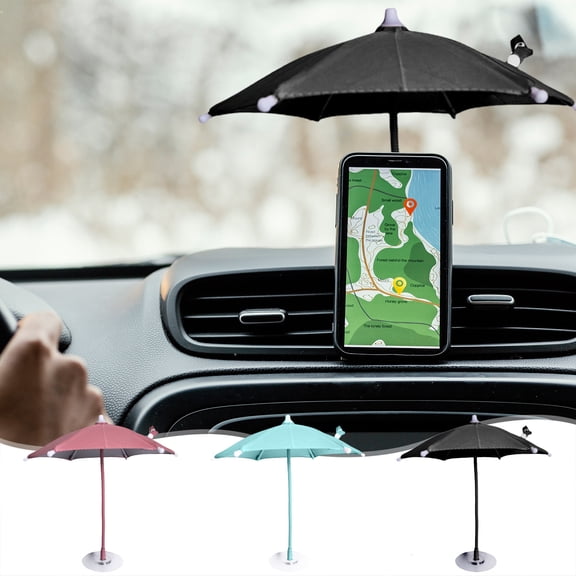 Muecwrye Mini Printed Car Phone Umbrella, Owner Sunshade for Car Navigation Sunscreen Anti-Reflective Small Umbrella