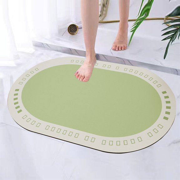 Muecwrye Rubber Bath Mats, 16"x24" Quick-Drying Non-Slip Bathroom Mat, Super Absorbent, Instant Dry, Bathroom Rug in Front of The Kitchen Sink, Shower Room, Bathtub, Oval,Clearance