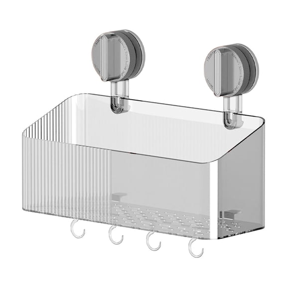 Muecwrye Shower Caddy with Vacuum Suction Cup, Drill-Free Removable Shower Shelf Storage Basket, Self Adhesive Wall Mounted Storage Box, for Shampoo & Toiletries, Kitchen Bathroom Bedroom Organizer