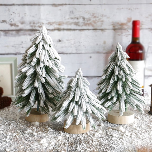 Muecwrye Small Christmas Trees, Artificial Mini Xmas White Pine Tree, Bar Shopping Mall Window Small Decor for Christmas Decorations Indoor Home Kitchen Dining Table, 7.09 Inch