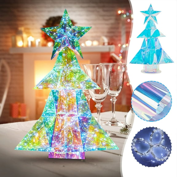 Muecwrye Small Christmas Trees, Table Top Christmas Tree, Mini Christmas Tree PET Neon Lights Led Living Room Decoration Gifts Christmas