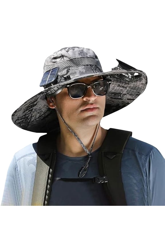 Solar Fan Hats for men, Solar Powered Fan Hat, Hat with Fan Built In, With 2 Solar Fan,Ultralight Wide Brim Solar fan Outdoor Fishing Hat