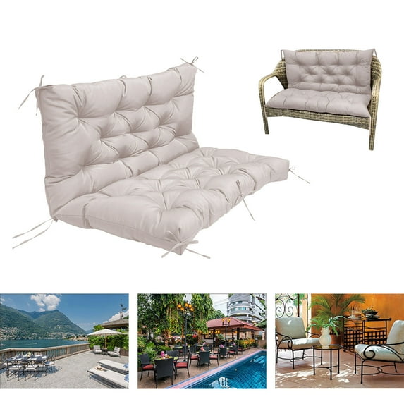 Muecwrye Swing Replacement Cushion for Outdoor Bench, Patio Furniture ,Waterproof 2-3 Seater Thick Pad with 8 Ties, 40"x40"x 3.2" Garden Porch Seat Cushion on Clearance
