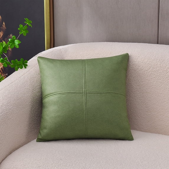 Muecwrye Throw Pillow Covers 18" x 18" Patchwork Leather Pillow Cover Sofa Living Room Leather Feel Cushion Waterproofing Cushion Cover