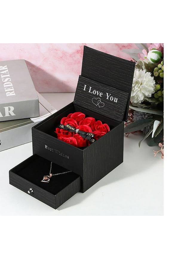 Wedding Ring Box, Red Rose Ring Box, Red Rose Shape Propose Earring Jewelry Box Romantic Proposal Ring Case for Girlfriends Lover Engagement Wedding Valentine's Day