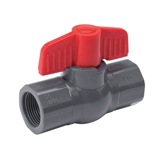 Homewerks  107-106 Pvc Schedule 80 Grey Ball Valve, 1-1/4" FIP X 1-1/4" FIP,