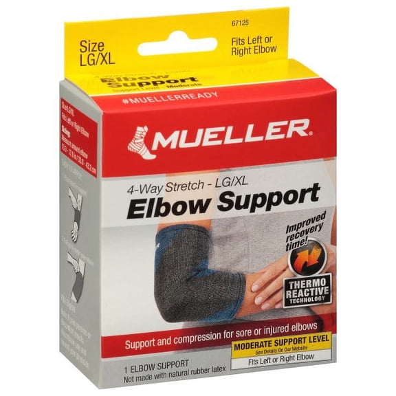 Mueller 4-Way Stretch Premium Knit Elbow Support, LG/XL