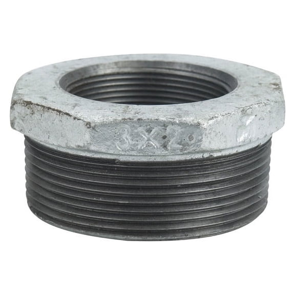Mueller 511-908BC Galvanized Pipe Reducing Hexagonal Bushing, 3" x 2", Threaded