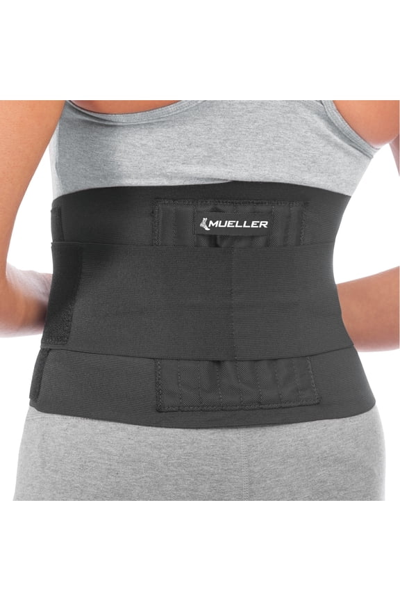 Mueller Adjustable Back Brace, Black, One Size Fits Most