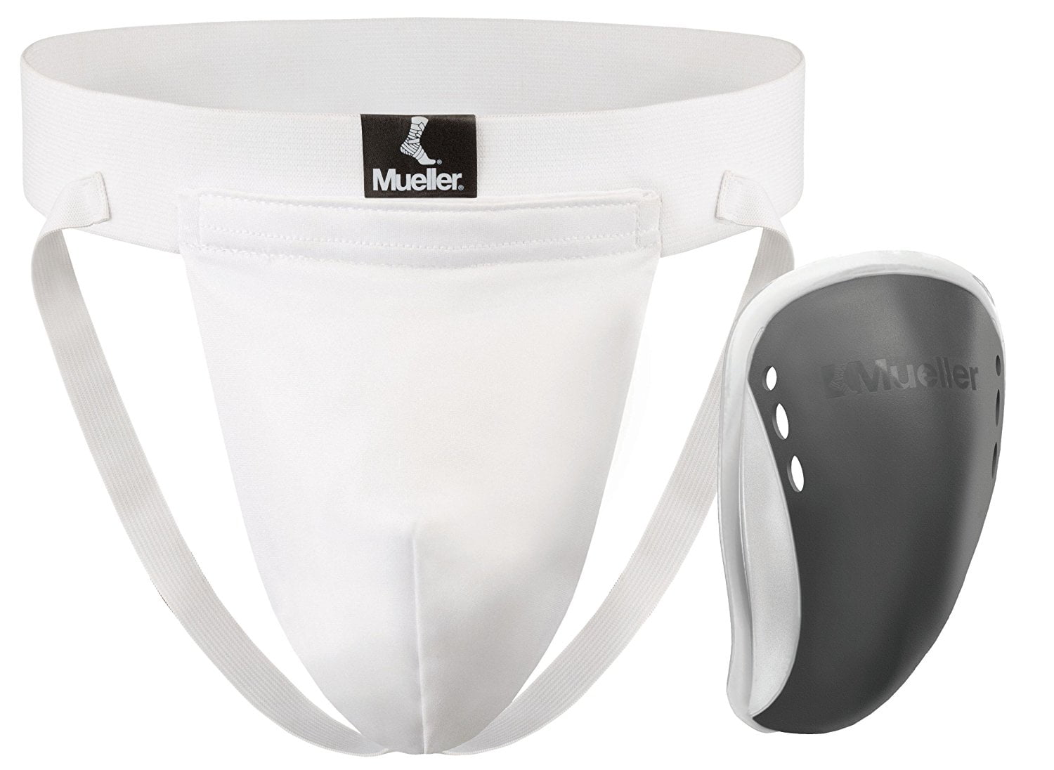 Mueller Athletic Supporter with Flex Shield Cup, White/Gray, Adult XXL