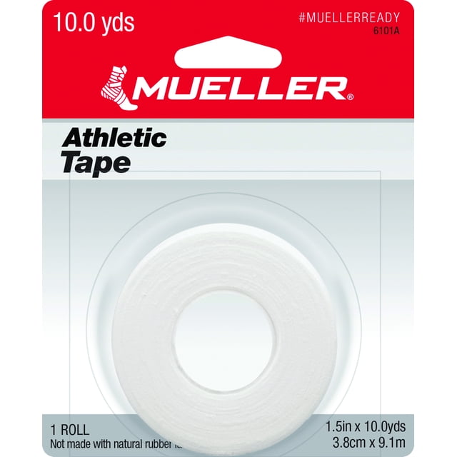 Mueller Athletic Tape, White, 1.5" x 10 yd, Single Roll