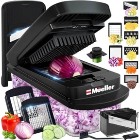 MÜELLERHOME Vegetable Chopper, 10-in-1 Chopper Vegetable Cutter, Food Chopper with Container, Multifunctional Vegetable Cutter with 8 Blades, Mandoline Slicer, Dicer & Grater, Black