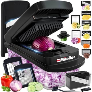 MÜELLERHOME Vegetable Chopper, 10-in-1 Chopper Vegetable Cutter, Food Chopper with Container, Multifunctional Vegetable Cutter with 8 Blades, Mandoline Slicer, Dicer & Grater, Black
