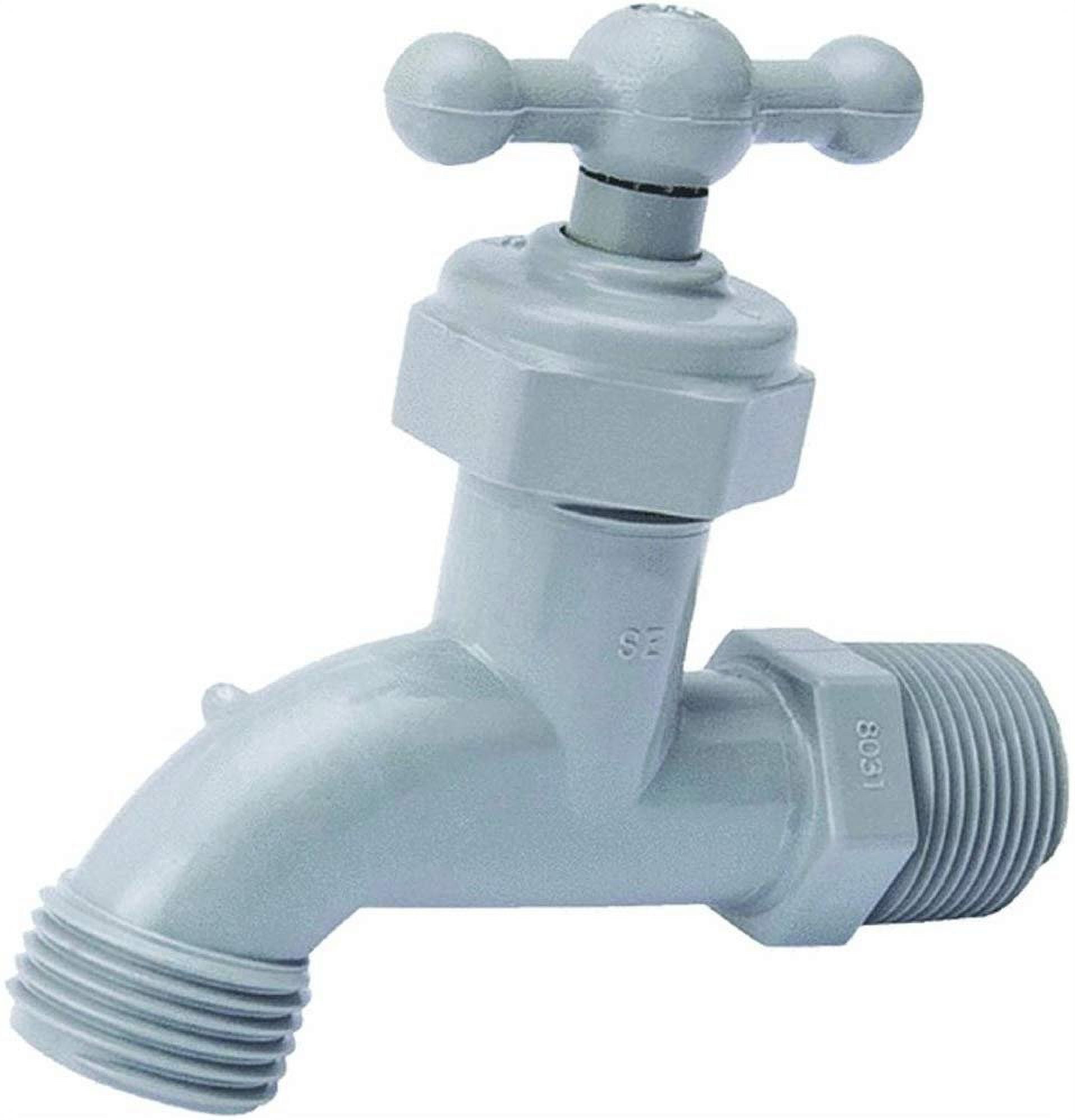 Gray Celcon Plastic Hose Bibb with 1/2" Thread and 3/4" Outlet