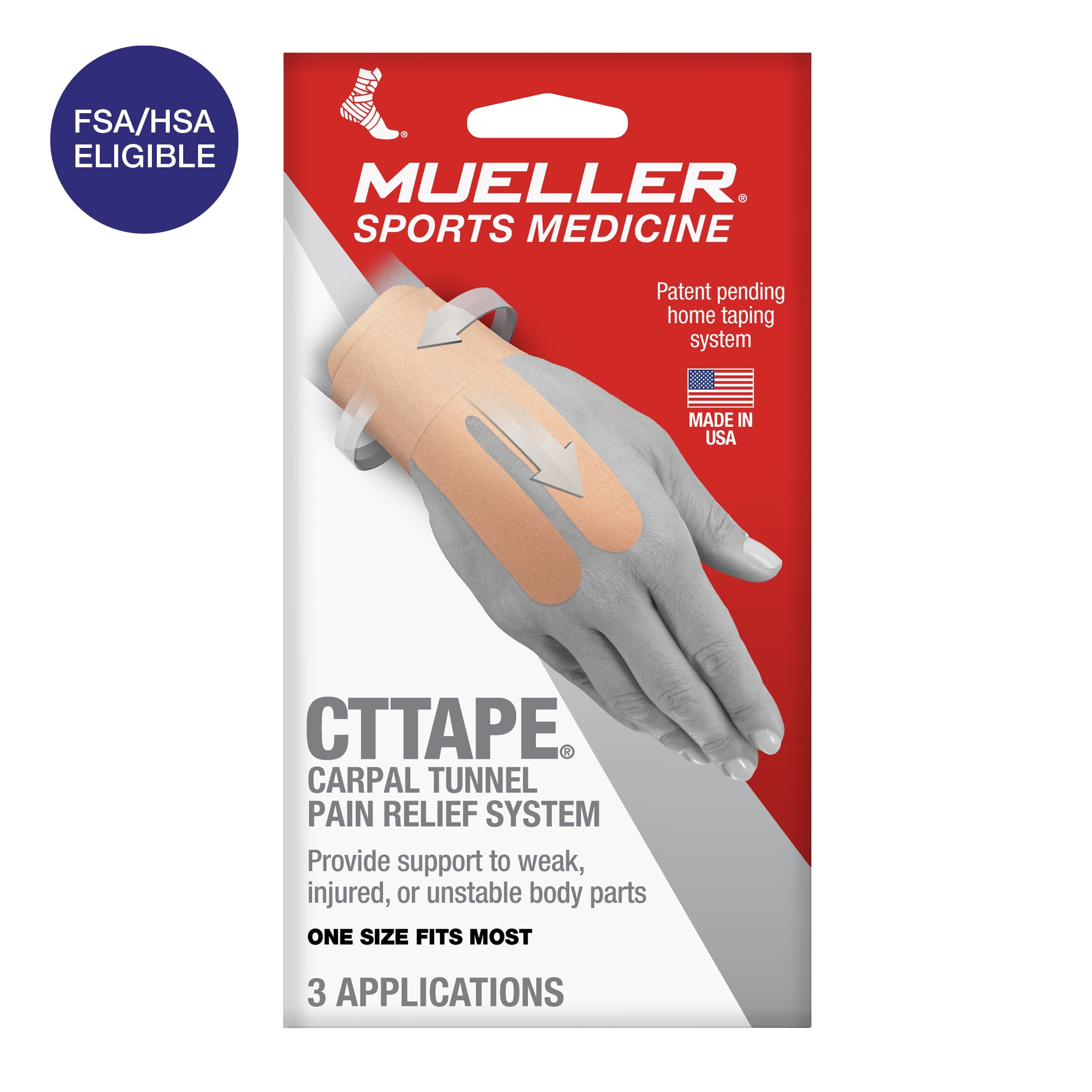 Mueller CT Tape System for Carpal Tunnel Pain Relief, Beige, One