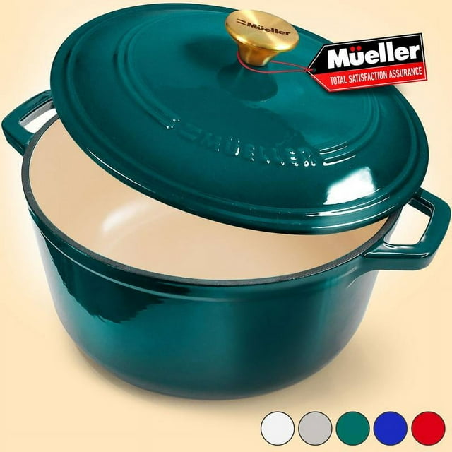 Mueller DuraCast 6 Quart Enameled Cast Iron Dutch Oven Pot with Lid