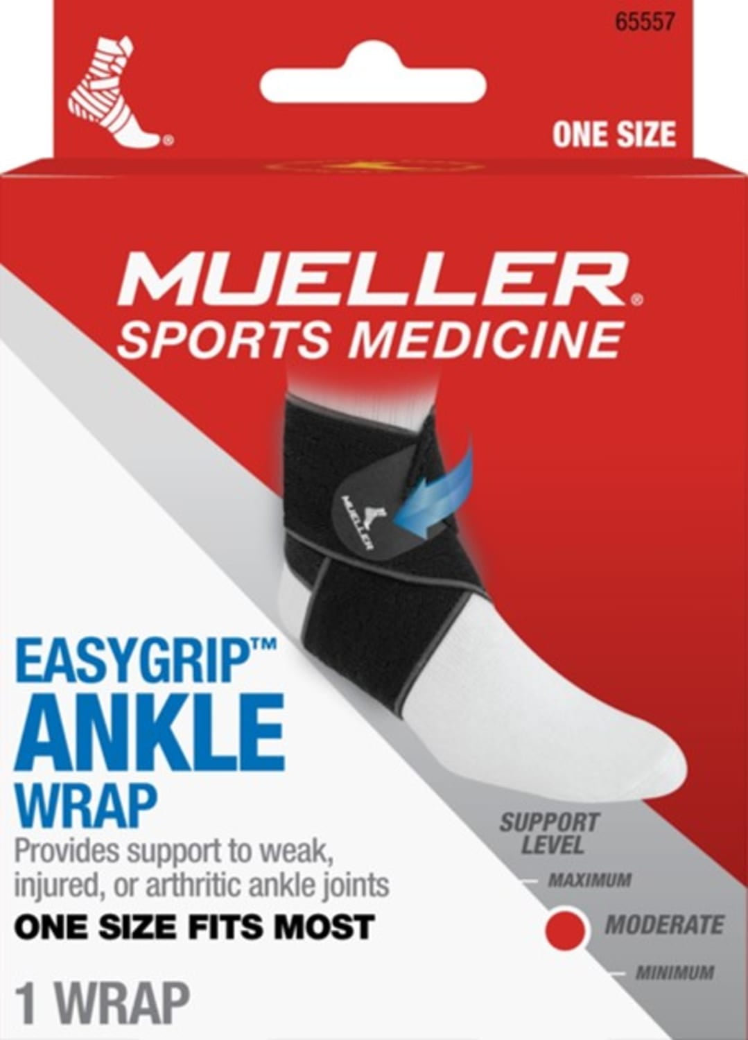 Mueller Easy Grip Ankle Support Wrap, Black, OSFM