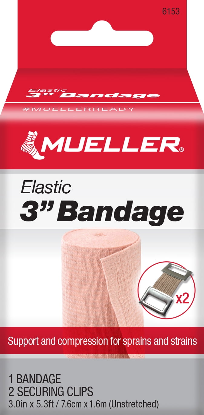 Mueller Elastic 3" Bandage with Securing Clips, Beige, 3" x 5.3 ft unstretched
