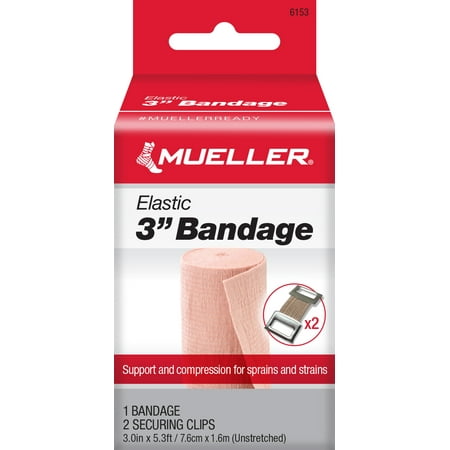 Mueller Elastic 3" Bandage with Securing Clips, Beige, 3" x 5.3 ft unstretched