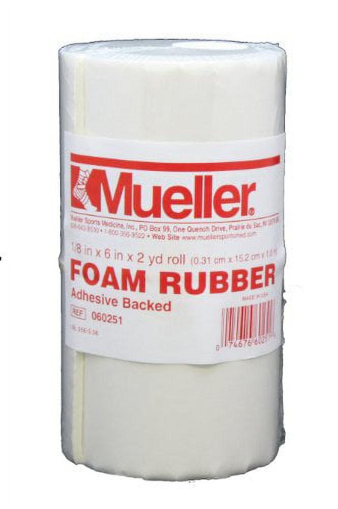 Mueller Foam Rubber - Adhesive backed, open cell, 1/8" x 6" x 2 yd roll
