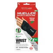 Mueller Sports Medicine Green Fitted Wrist Brace, Left, OSFM, Black