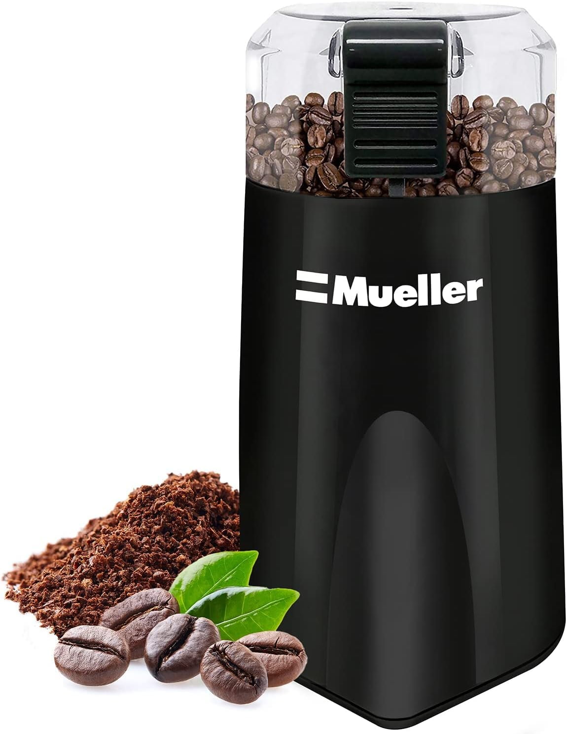 Mueller Coffee Grinder Electric, Large Bean Capacity, One-Touch Operation,  Nuts/Spice/Herb Grinder, White